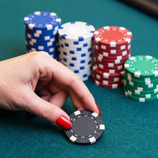 Close-Up of Poker Chip and Hand