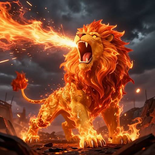 Fiery Roaring Fire Lion Pokemon
