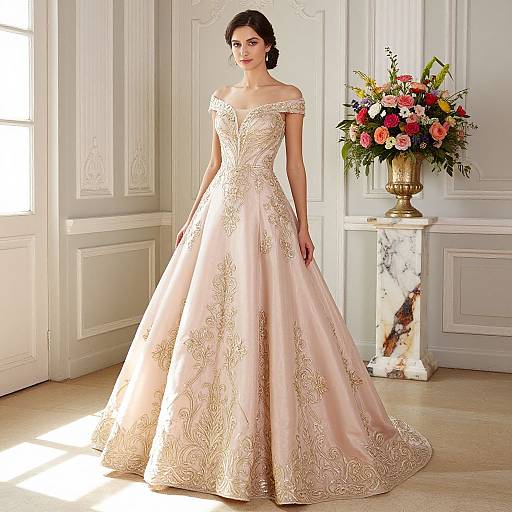 Elegant Blush Pink Ball Gown