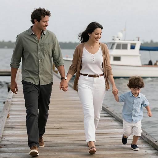 Family Walking on Nantucket Pier
