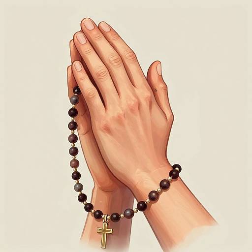 Praying Hands with Rosary Art