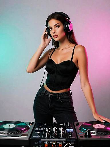Stylish Female DJ Mixing Music