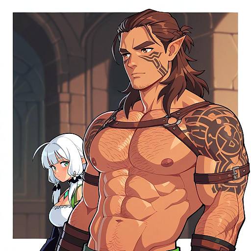 Illustration of Halsin, baldur's gate in the style of Suoiresnu