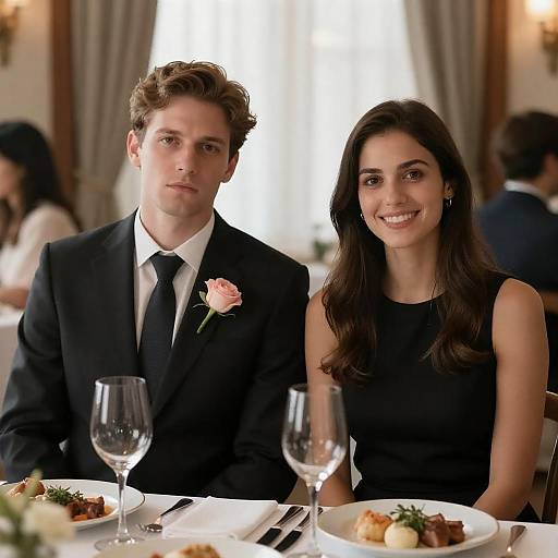 Couple at Formal Dinner Table
