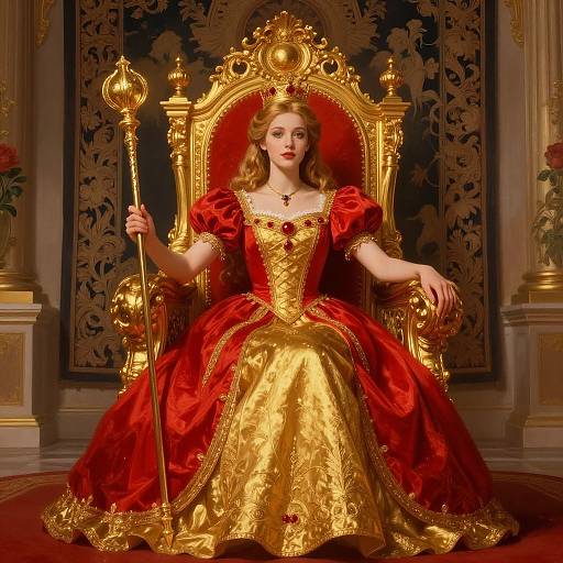 Majestic Princess in Baroque Throne Room