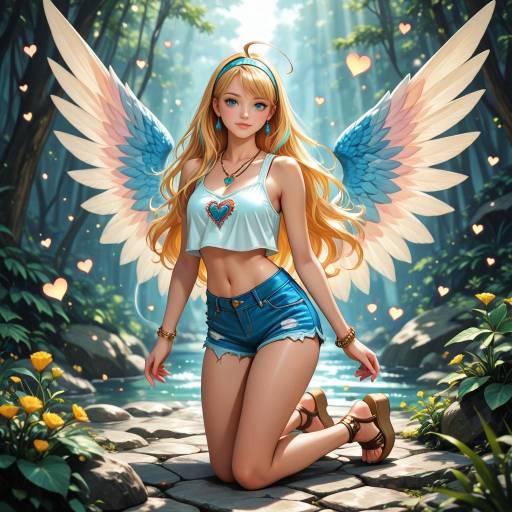 Enchanting Girl with Wings and Jewelry