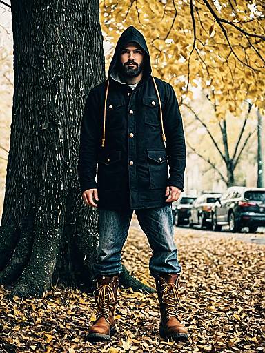 Man in Fall Outfit Standing by Tree