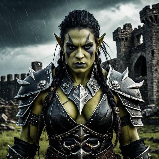 Fierce Female Orc Warrior in Jagged Armor