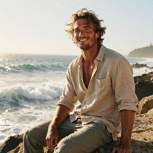 Photorealistic Surfer Portrait at Dawn