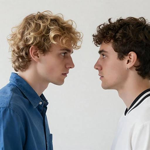 Two Men Facing Each Other in Profile