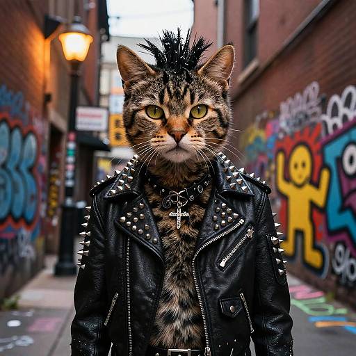 Punk Rock Cat in Graffiti Alley