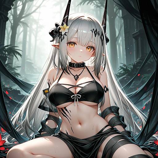 Illustration of Mudrock (silent night) (arknights), arknights in the style of Ajitarou (setsu)