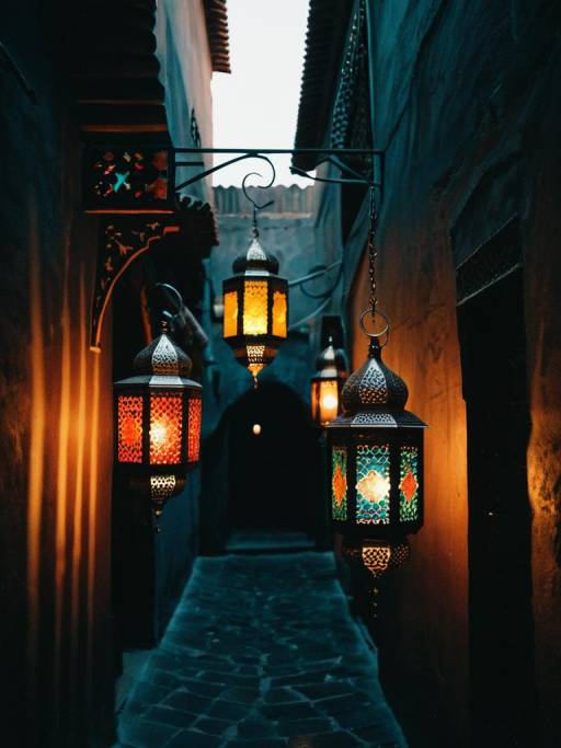Enchanting Moroccan Lanterns in a Dark Alley