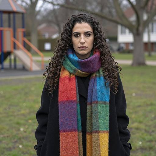 Woman with Colorful Scarf in Park