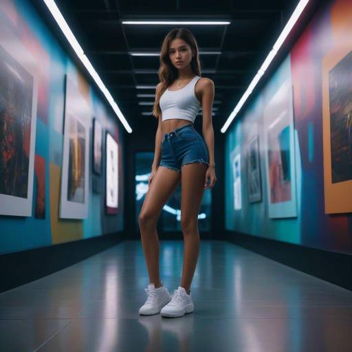 Cinematic Fashion Portrait in Art Gallery