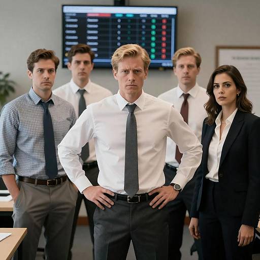 Intense Office Meeting with Five People