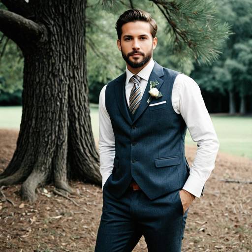 Stylish Male Wedding Attire Outdoors