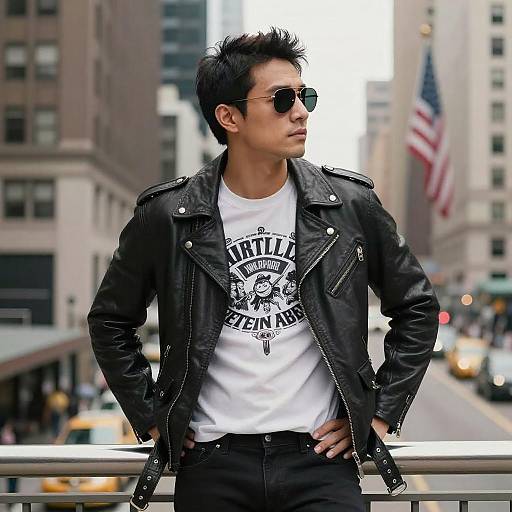Urban Cool Man in Leather Jacket