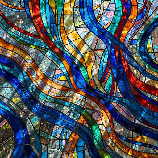 Surreal Stained Glass Flowing Colors