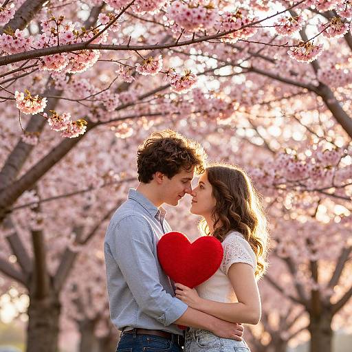 Romantic Couple Under Cherry Blossoms