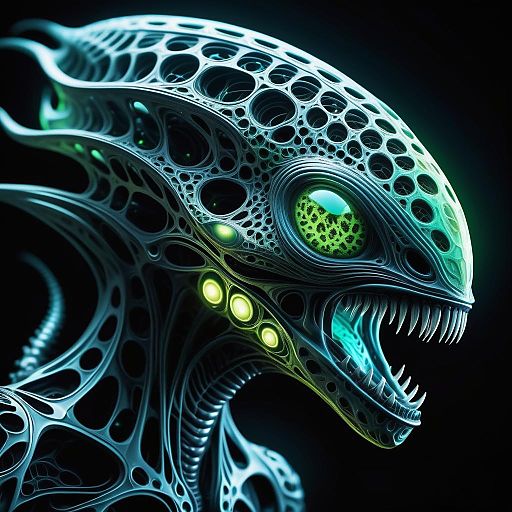 Ethereal Alien Creature with Fractal Patterns