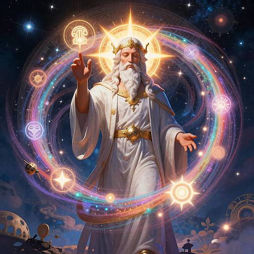 Ancient God of Ideas with Radiant Halo