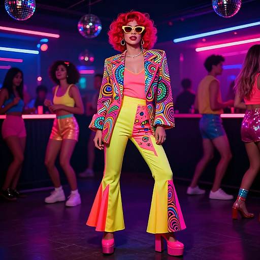 70s Neon Disco Fashion Explosion
