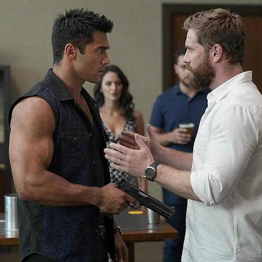 Intense Moment Between Two Men Indoors