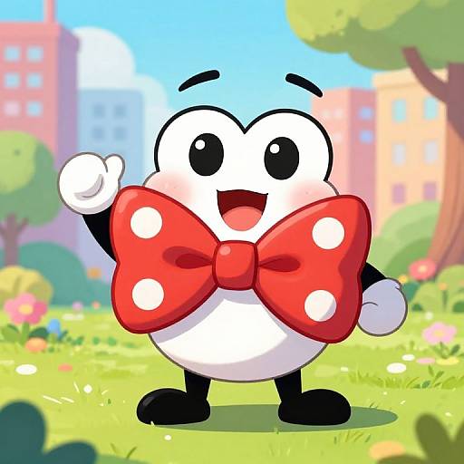 Cheerful Bow Tie Cartoon Character