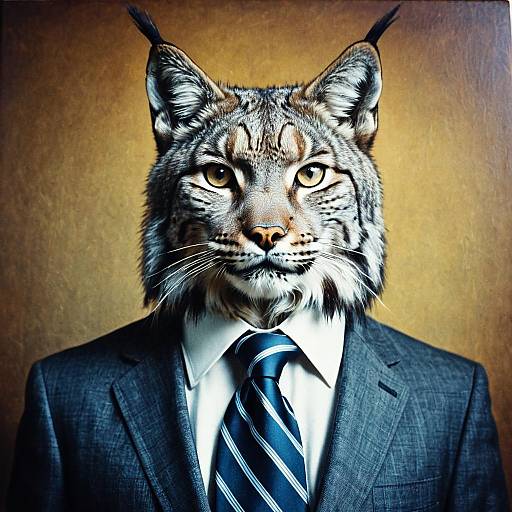 Canadian Lynx in Suit and Satin Tie