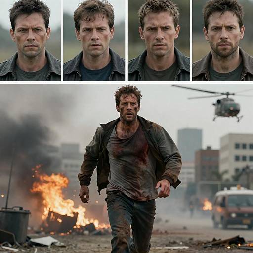 Action Movie Collage with Intense Male Characters