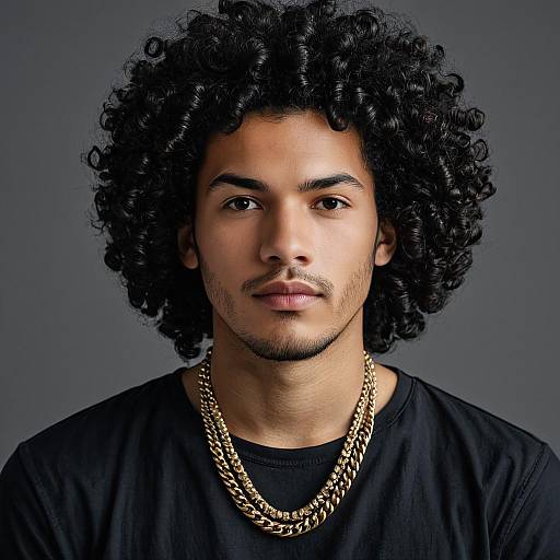 Realistic Portrait of Curly Haired Man