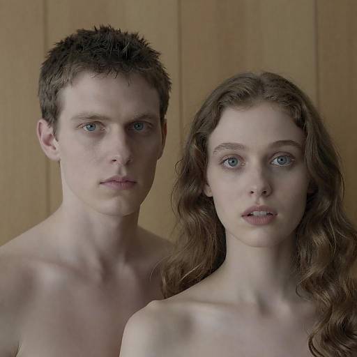 Shirtless Young Man and Woman Portrait