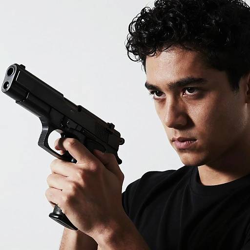 Dramatic Portrait of Man with Gun