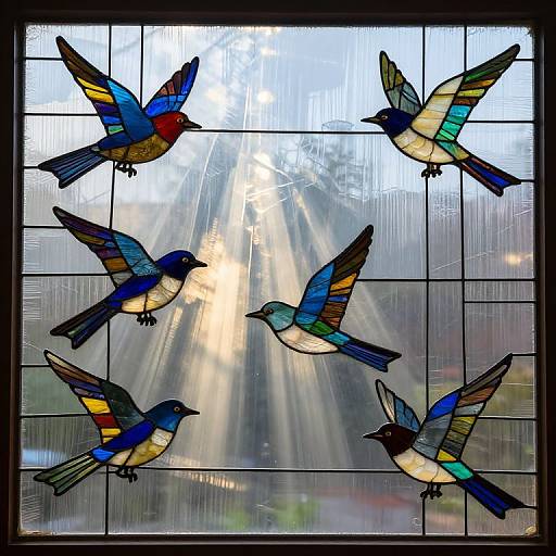 Stained Glass Birds in Light