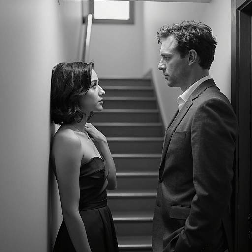 Dimly Lit Hallway Couple Portrait