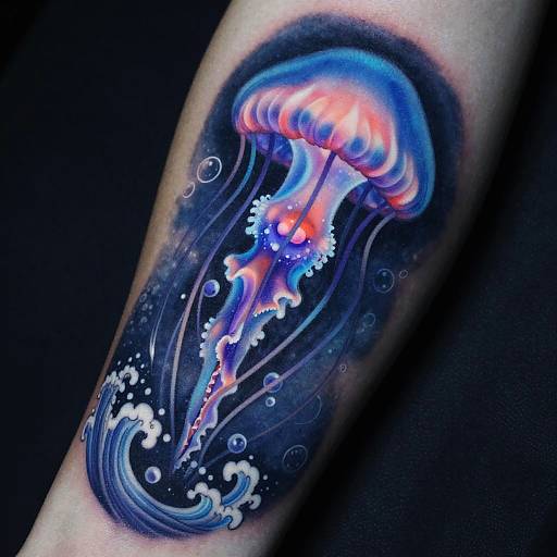 Bioluminescent Jellyfish Tattoo Art