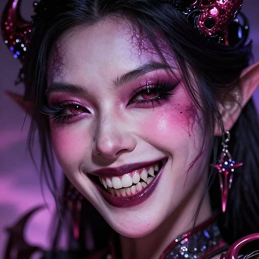 Portrait of Female Daemonette with Demonic Smile
