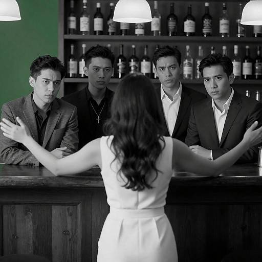 Dramatic Bar Scene in Black and White
