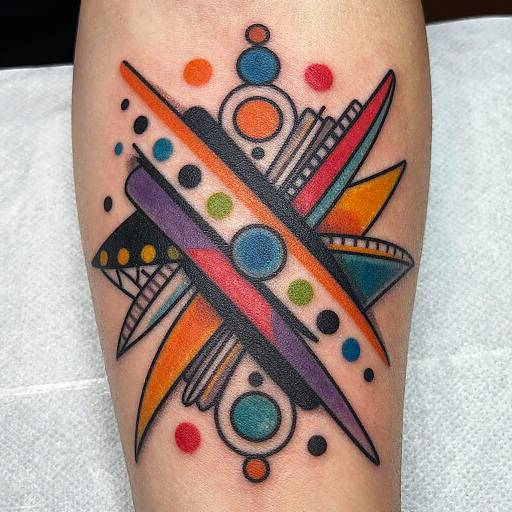 Vibrant Polka Style Tattoo Design