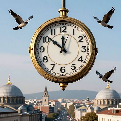 Colossal Clock Over Cityscape