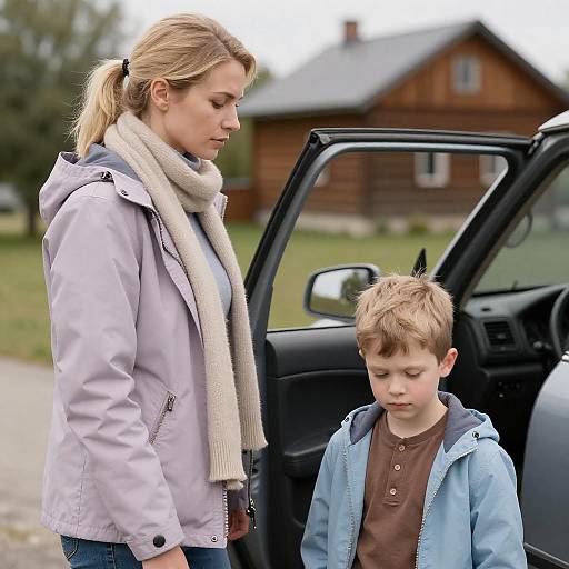 Candid Portrait of Woman and Boy