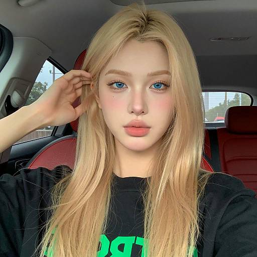 Young Blonde Woman in Car