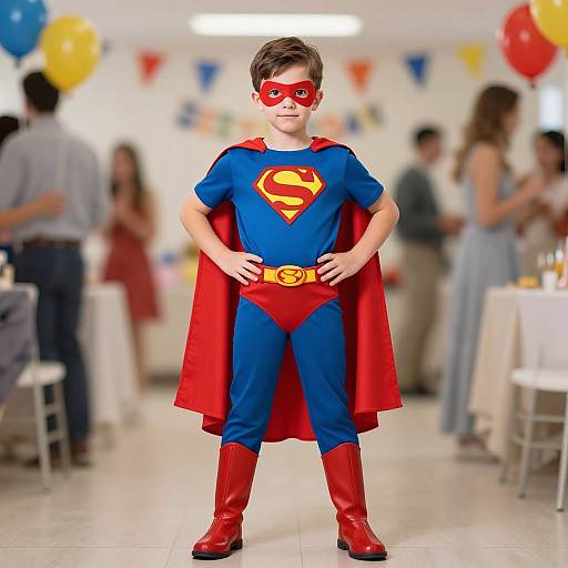 Realistic Superhero Boy in Red Cape