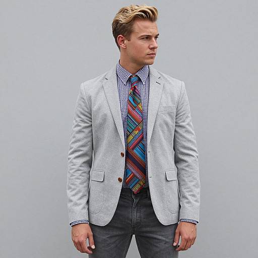 Stylish Man in Grey Jeans and Jacket