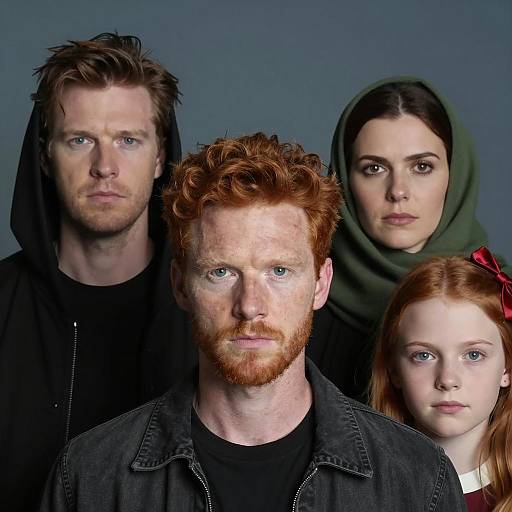 Serious Close-Up Portrait of Four People