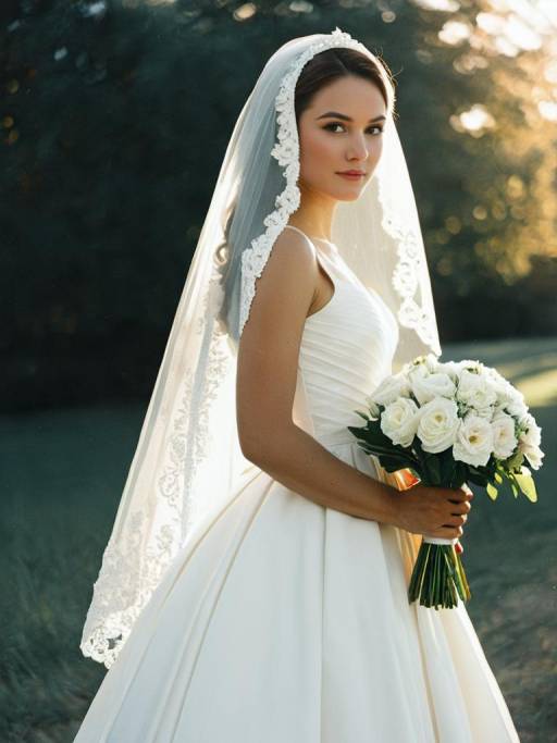 Elegant Bride in White Wedding Attire