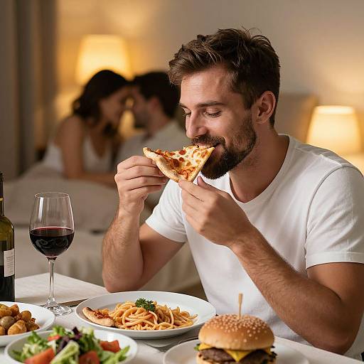 Cozy Dinner Scene with Smiling Man