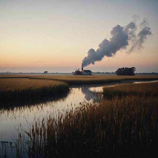 Twilight Bayou with Smoking Chimney