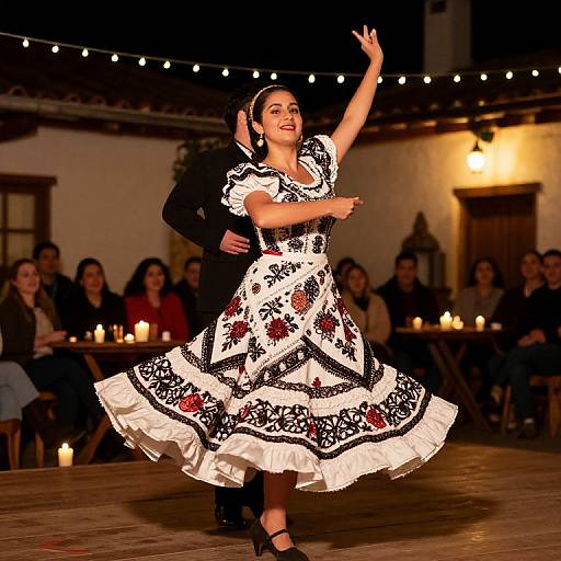 Romantic Cueca Dance in Winter Celebration